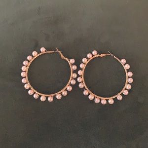 Pearl large hoop earrings